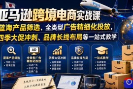 亚马逊跨境电商实战课，从蓝海产品筛选、全类型广告精细化投放，到四季大促冲刺、品牌长线布局等一站式教学