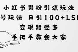 小红书男粉引流玩法不废号玩法日引100 LSP粉，变现路径多