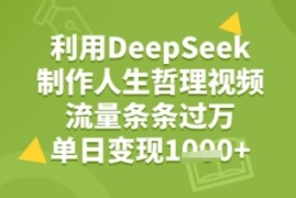 利用DeepSeek用人生哲理视频，流量条条过万，单日变现几张