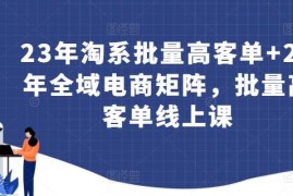 23年淘系批量高客单 24年全域电商矩阵，批量高客单线上课