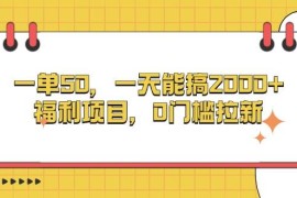 （13295期）一单50，一天能搞2000 ，福利项目，0门槛拉新