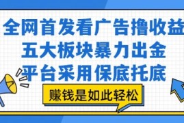 全网首发看广告撸收益，五大板块暴力出金，平台采用保底托底，挣钱是如此轻松作【揭秘】
