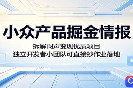 小众产品掘金情报：拆解闷声变现优质项目，独立开发者小团队可直接抄作业落地