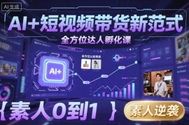 AI 短视频带货新范式全方位达人孵化课，素人也可以从0到1，全方位认知短视频带货