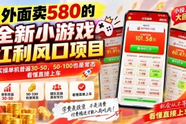 外面卖580的全新小游戏红利风口已炸场，实操单机普遍30-50，50-100也是常态，看懂直接上车
