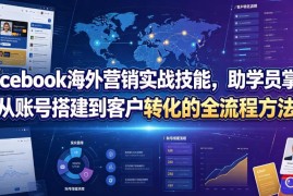 Facebook海外营销实战技能，助学员掌握从账号搭建到客户转化的全流程方法