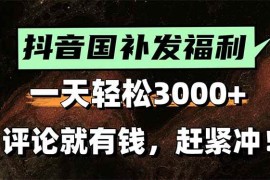 （15530期）一天轻松3000 ，抖音国补福利！评论就有钱，还有额外躺赚！