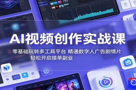 AI视频创作实战课：零基础玩转多工具平台，精通数字人广告、剧情片，轻松开启接单副业