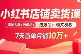 （15955期）小红书店铺卖货课：商城入驻 选爆品 爆文模板，7天首单月销10万 