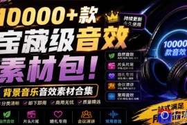 宝藏级音效素材包！10000 款背景音乐音效素材合集，自然片头婚礼会议常用音效包，分类清晰