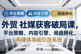外贸 社媒获客破局课，平台策略、内容引擎、询盘转化，构建体系化引流系统(更新26年3月