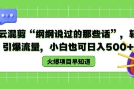 德云混剪“纲纲说过的那些话”，轻松引爆流量，小白也可日入500 【揭秘 】