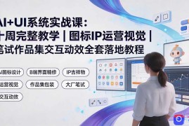AI UI系统实战课：十周完整教学｜图标IP运营视觉｜笔试作品集交互动效全套落地教程