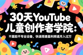 30天YouTube儿童创作者学院：不露脸不专业设备，快速搭建盈利频道月入过万