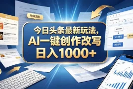 今日头条最新玩法，AI 一键创作改写，简单易上手，轻松日入 1000  