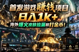 首发游戏賺钱项目，日入1k ，海外爆火皮肤捡漏和打金币！【揭秘】