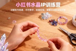 小红书水晶IP训练营，讲解账号搭建、手作教学、拍摄剪辑，全流程运营技能