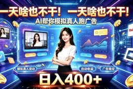 一天啥也不干！AI帮你模拟真人跑广告，稳定日入400 ，实现真正被动变现【揭秘】