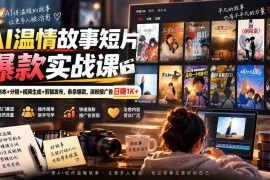AI温情故事短片爆款实战课-更新｜选题 剧本 分镜 视频生成 剪辑发布，条条爆款，涨粉接广告日赚1K 