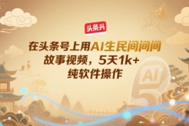 在头条号上用AI生民间故事视频，5天1k ，纯软件操作