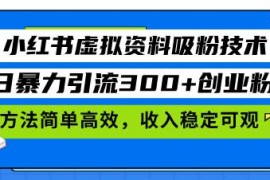（13345期）小红书虚拟资料吸粉技术，日暴力引流300 创业粉，方法简单高效，收入稳…