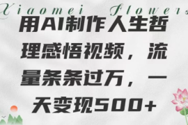 用AI制作人生哲理 感悟视频，流量条条过万，一天变现500 