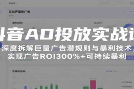 抖音AD投放实战课，深度拆解巨量广告潜规则与暴利技术，实现广告ROI300% 可持续暴利