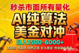 2026全网首发黑马项目，AI美金算法对冲，日入2000-6000 ，稳定长效0风险，彻底告别996死工资
