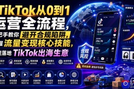 TikTok从0到1运营全流程，手把手教你避开合规陷阱，掌握流量变现核心技能，快速落地TikTok出海生意(更新7月)