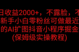 单日收益2000 ，不露脸，不直播，新手小白零粉丝可做最近爆火的AI扩图抖音小程序掘金 （保姆级实操教程）