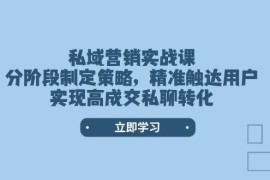 （14100期）私域营销实战课，分阶段制定策略，精准触达用户，实现高成交私聊转化