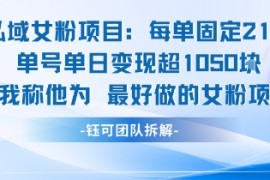 私域女粉项目：每单固定21块，单日变现超1k ，最好做的女粉项目