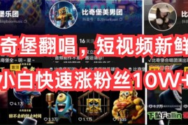 （10742期）AI比奇堡翻唱，短视频新鲜赛道，小白快速涨粉丝10W 