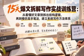 15天爆文拆解写作实战训练营：从看懂好文章到拆出结构逻辑，再到模仿高手笔法，建立系统写作方法体系