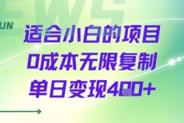 适合小白的项目0成本无限复制单日变现4张 