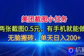 美团截图小任务，两张截图0.5元，有手机就能做，单天日入200 【揭秘】