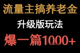 流量主之养老金升级版玩法 爆一篇收益1k 