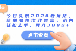今日头条2024新玩法，简单易操作收益高，小白轻松上手，月入3000 
