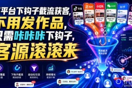 多平台下钩子截流获客，不用发作品，只需咔咔咔下钩子，客源滚滚来