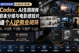 AI 创作训练营26年第5期-更新：从Codex、AI生图视频到剧本分镜与电影感短片，跑通个人IP商业闭环