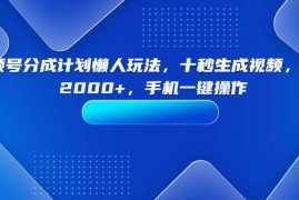 （15932期）视频号分成计划懒人玩法，十秒生成视频，日入2000 ，手机一键操作