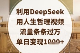 利用DeepSeek用人生哲理视频，流量条条过万，单日变现数张