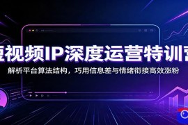 短视频IP深度运营特训营：解析平台算法结构，巧用信息差与情绪衔接高效涨粉