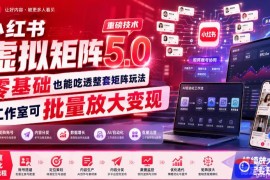 小红书虚拟矩阵5.0重磅技术，零基础也能吃透整套矩阵玩法，工作室可批量放大变现