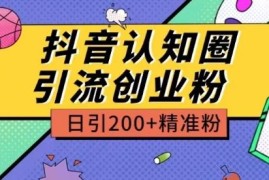 外面收费3980抖音认知圈引流创业粉玩法日引200 精准粉【揭秘】