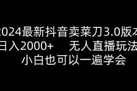 2024最新抖音卖菜刀3.0版本，日入2000 ，无人直播玩法，小白也可以一遍学会