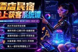 酒店民宿线上获客系统课：6年讲师亲授×抖音小红书视频号×账号起号×爆款选题×直播落地×店铺运营×投流