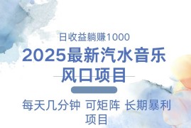 （13894期）2025最新汽水音乐躺赚项目 每天几分钟 日入1000＋