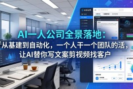 AI一人公司全景落地：从基建到自动化，一个人干一个团队的活，让AI替你写文案剪视频找客户