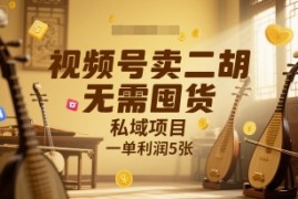 视频号卖二胡，无需囤货，私域项目，一单利润5张